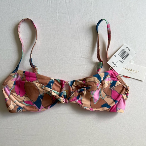 L*space Eco Chic Econyl® Rose Bikini Top Color Sundazed Floral Size S NWT - Picture 4 of 6